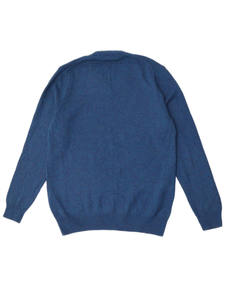 Marks & Spencer Jersey con cuello en V para hombre de lana moteada azul grande