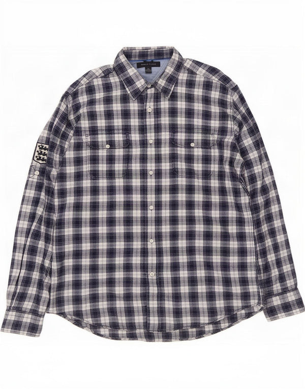 Camisa de franela Tommy Hilfiger para hombre de algodón a cuadros azul marino grande