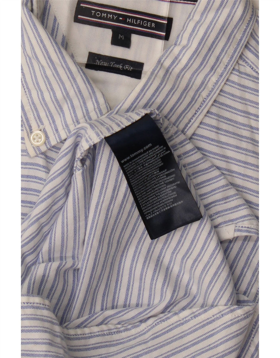 TOMMY HILFIGER Camisa New York Fit de algodón a rayas en azul medio