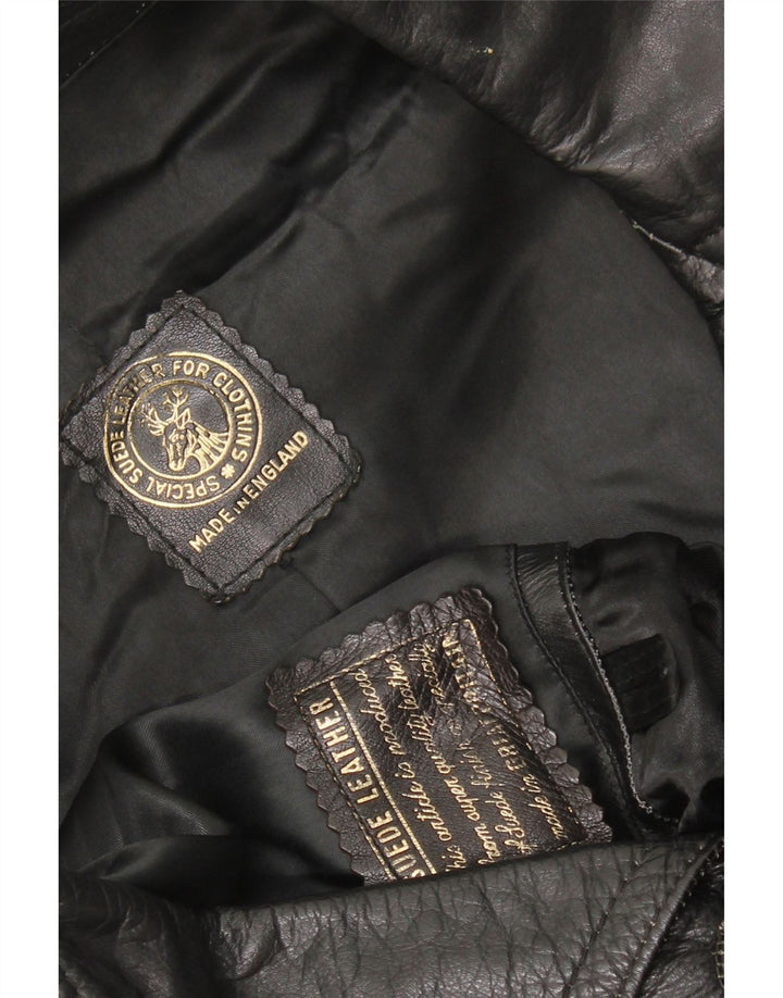 Vintage hombres cuero abrigo Reino Unido 40 cuero negro grande