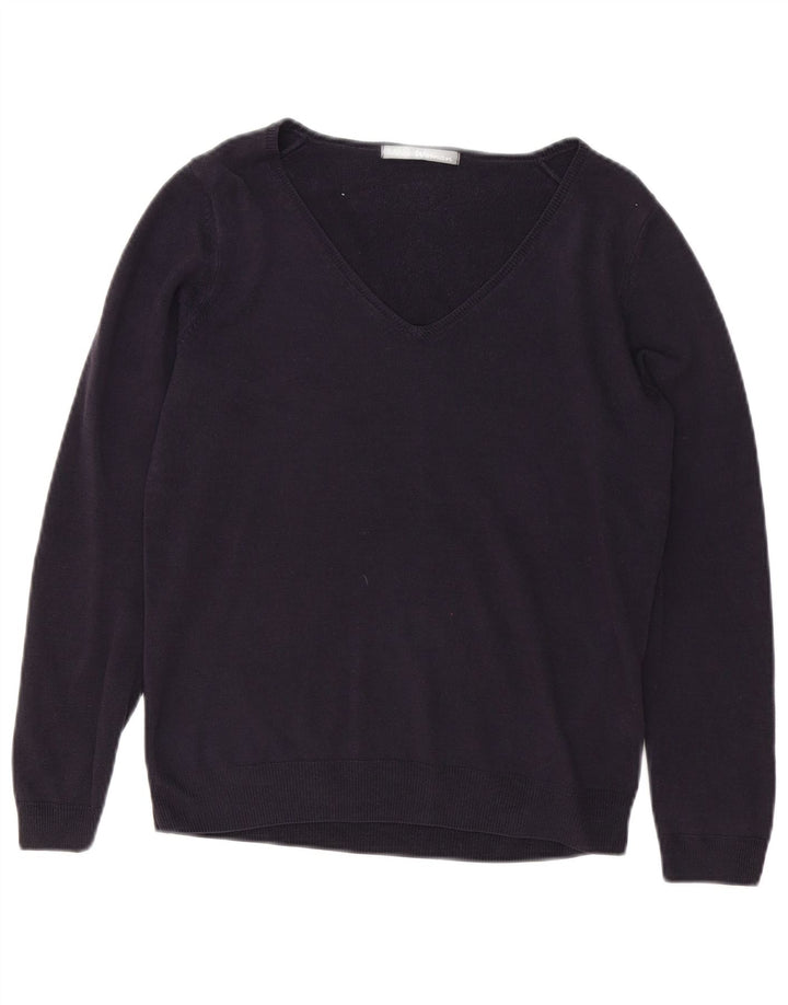 Marks & Spencer Suéter con Cuello en V para Mujer UK 40 Medio Azul Marino Acrílico