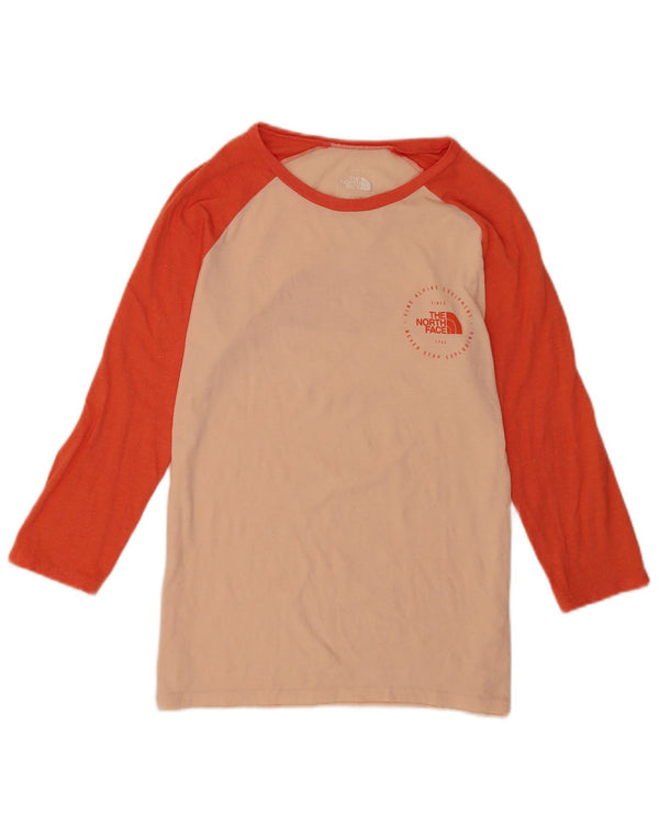 The North Face Womens Graphic Top 3/4 Sleeve UK 12 Medium Pink Colourblock