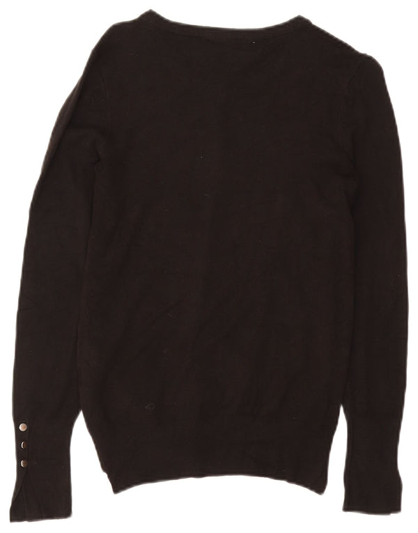 Zara Mujer Cárdigan Suéter UK 10 Small Viscosa Negra