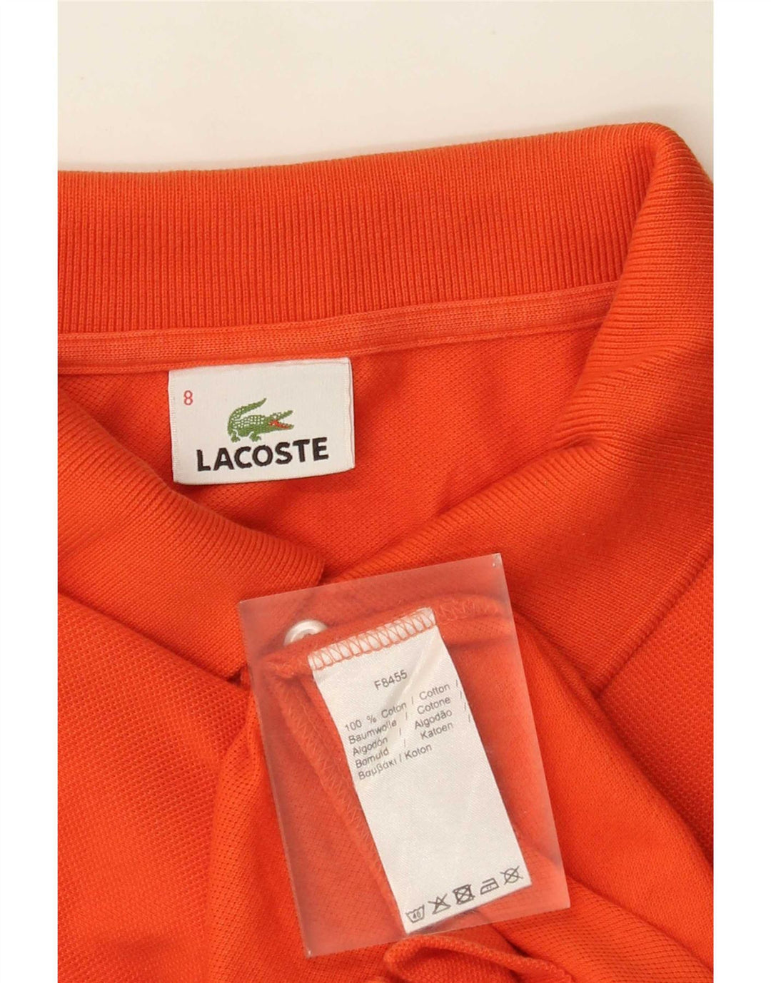 Polo Lacoste para hombre talla 8 3XL algodón naranja
