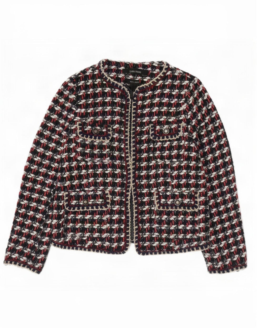 Zara Mujer Regular Fit Blazer Chaqueta UK 10 Small Multicolor Check