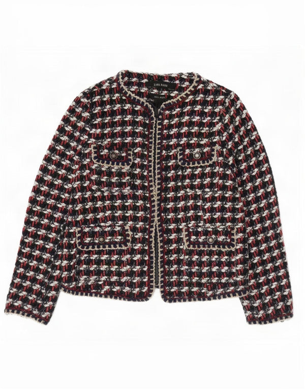 Zara Mujer Regular Fit Blazer Chaqueta UK 10 Small Multicolor Check