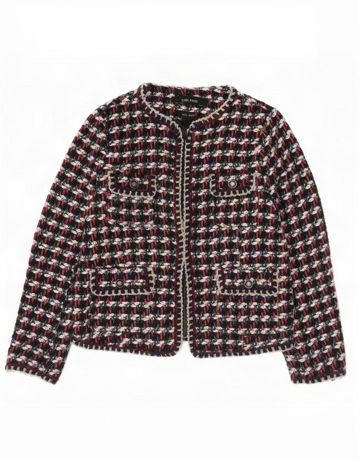 Zara Mujer Regular Fit Blazer Chaqueta UK 10 Small Multicolor Check