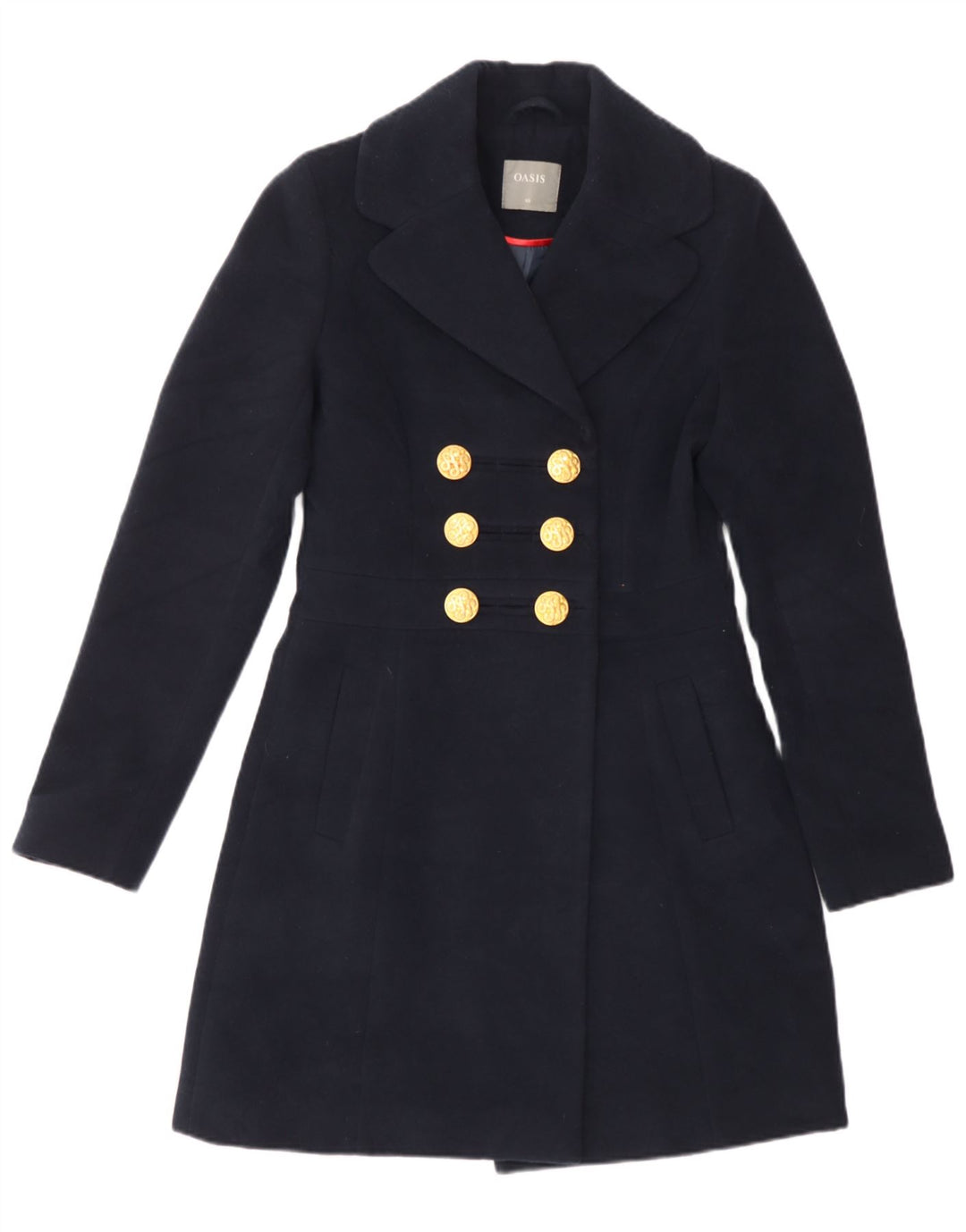 Oasis Abrigo cruzado para mujer UK 6 XS Poliéster azul marino