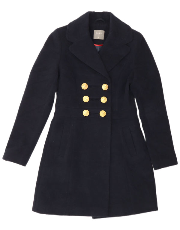 Oasis Abrigo cruzado para mujer UK 6 XS Poliéster azul marino