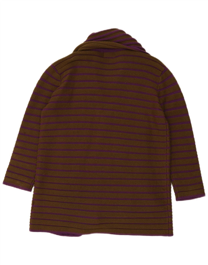 ANIMALE Womens Open Cardigan Sweater UK 12 Medium Brown Striped Acrylic
