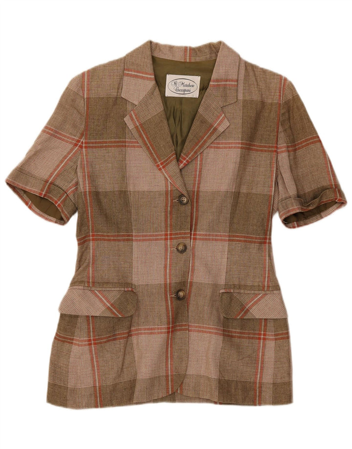 Il Marchese Coccapani Chaqueta Blazer de Manga Corta para Mujer UK 42 Marrón Medio