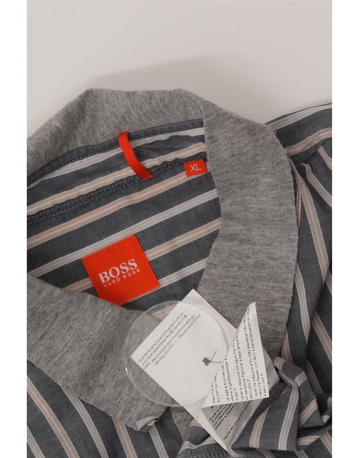 Camisa Hugo Boss Hombre XL Algodón Rayas Gris