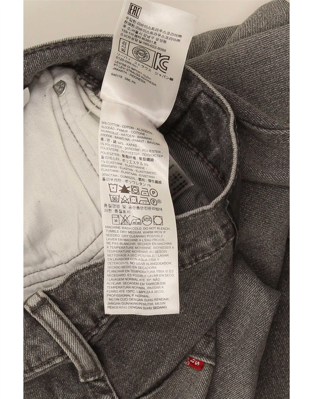 Levi's Hombre 511 Slim Jeans W34 L30 Algodón Gris