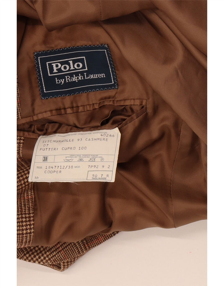 Polo Ralph Lauren Chaqueta tipo blazer de 3 botones para hombre IT 50 Lana a cuadros marrón grande