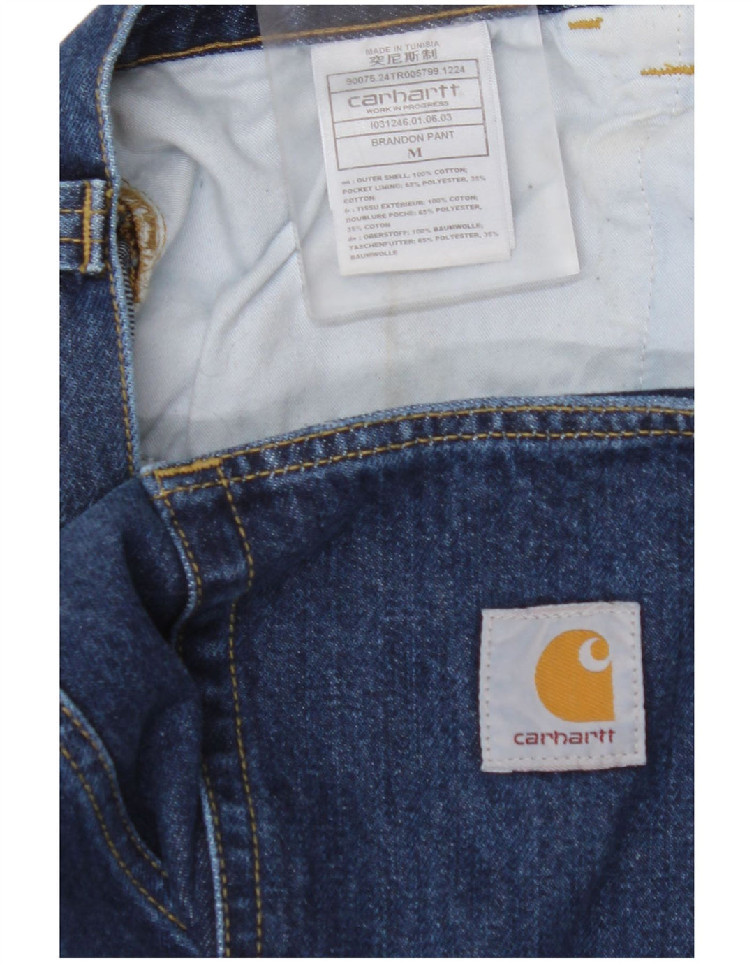 CARHARTT Vaqueros cónicos para hombre medianos W36 L29 algodón azul
