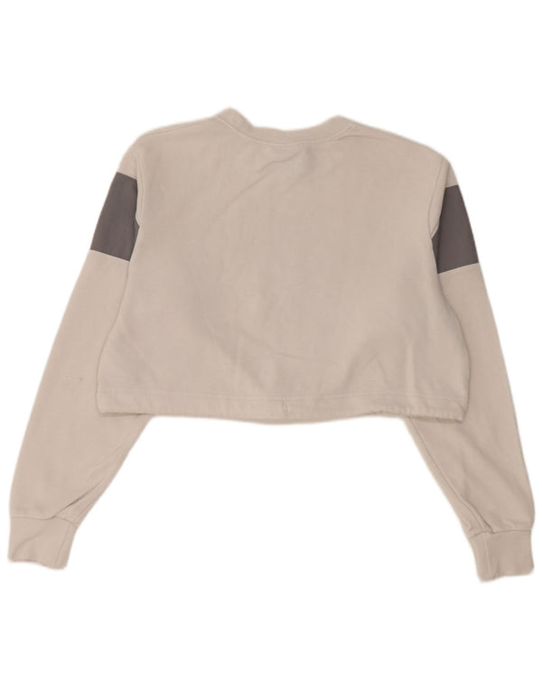 Nike Mujer Crop Graphic Sudadera Jumper UK 10 Small Blanco Colorblock