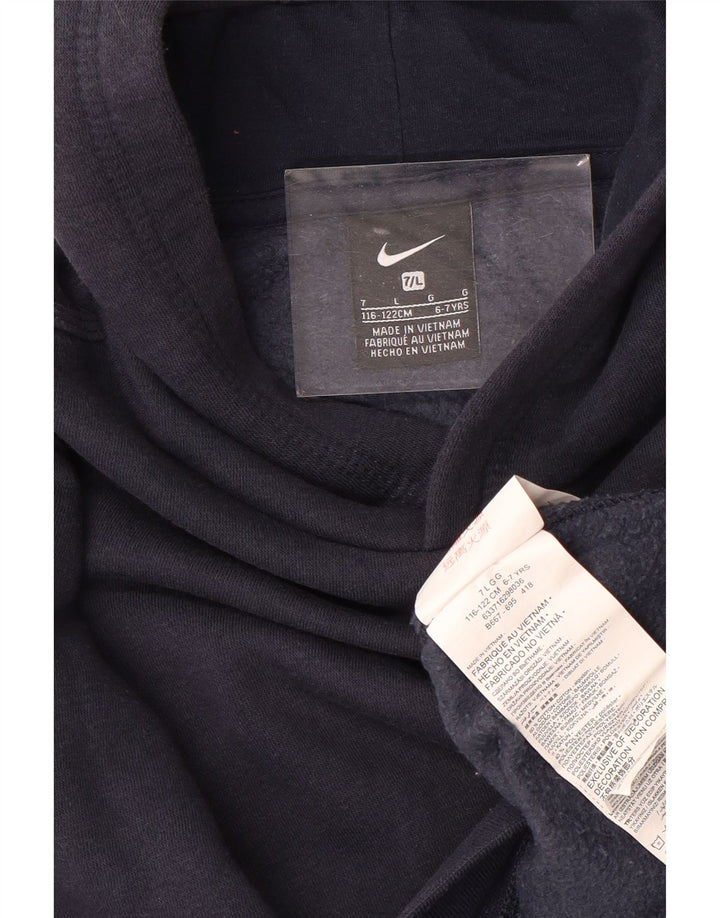 NIKE Sudadera con capucha para niños de 6 a 7 años, talla grande, algodón azul marino