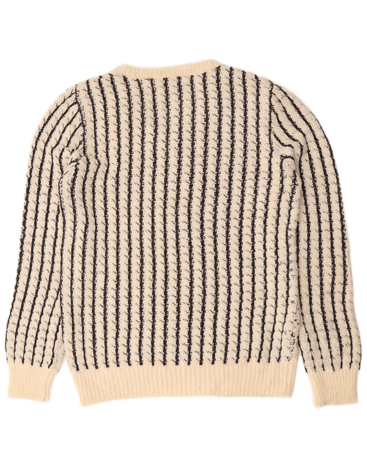 Zara Hombre Jersey Con Cuello En V Jersey Grande Blanco A Rayas Acrílico