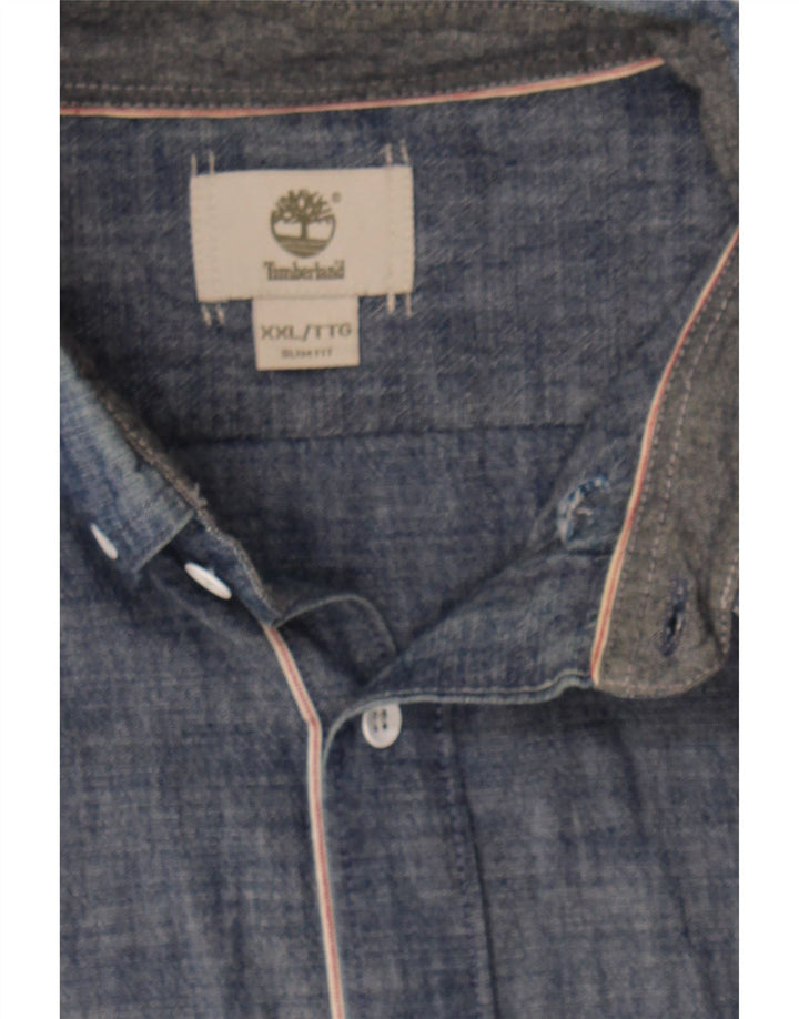 TIMBERLAND Womens Slim Fit Shirt 2XL Blue Cotton Vintage Timberland and Second-Hand Timberland from Messina Hembry 