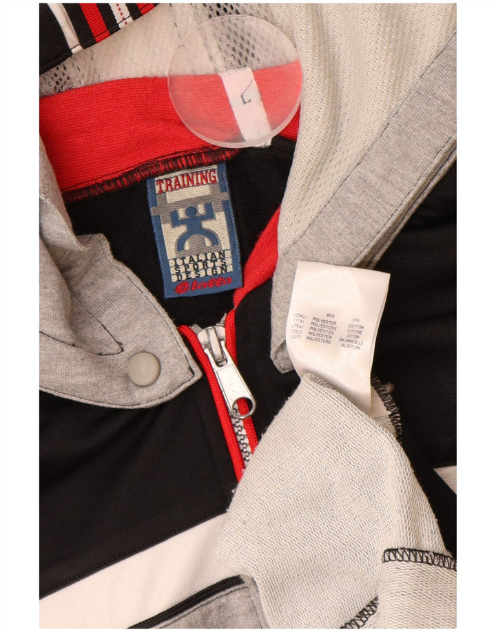LOTTO Chaqueta superior de chándal con capucha y gráfico para hombre Gris grande Colorblock