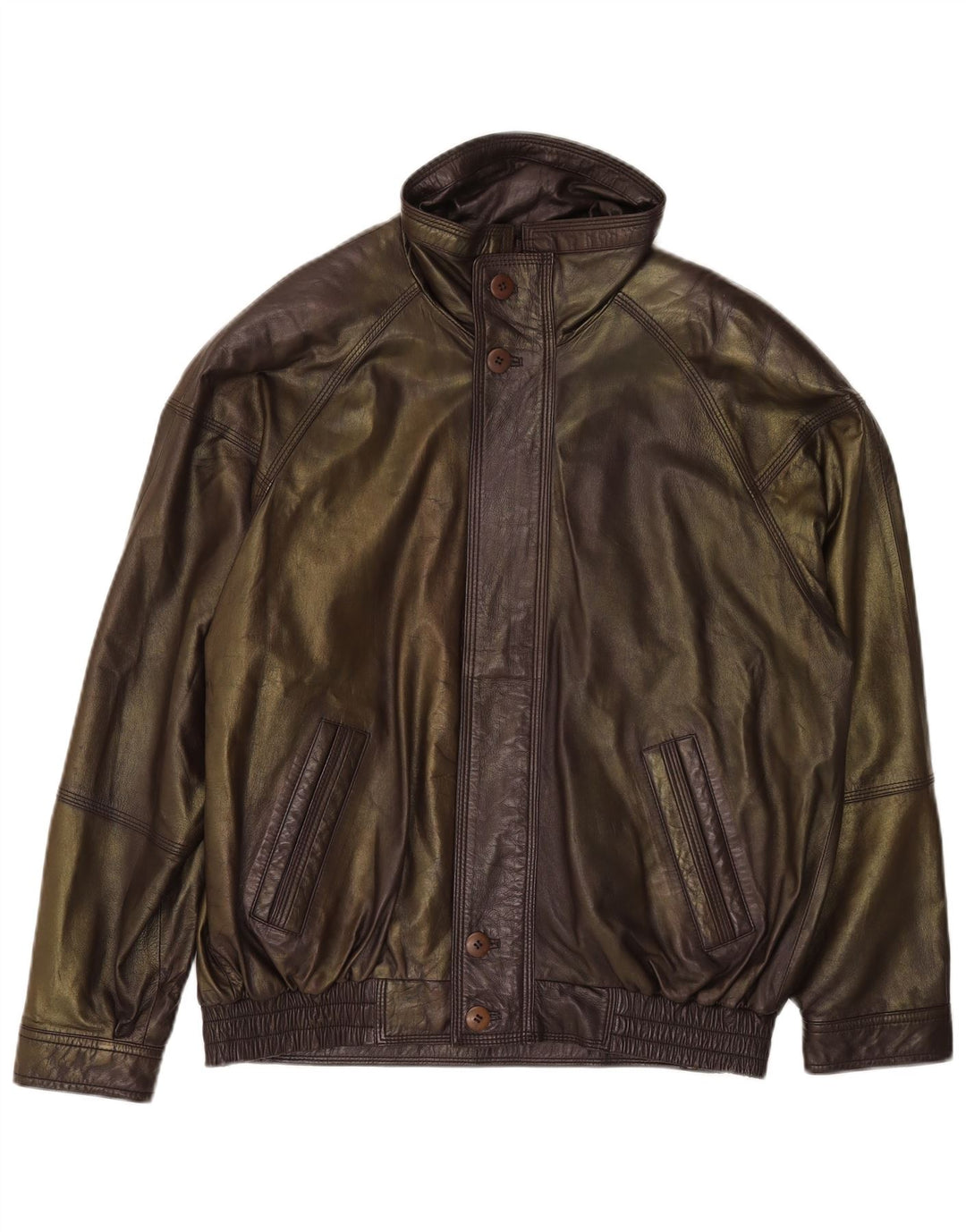 Cabrini Chaqueta de cuero para hombre EU 48 Cuero caqui mediano