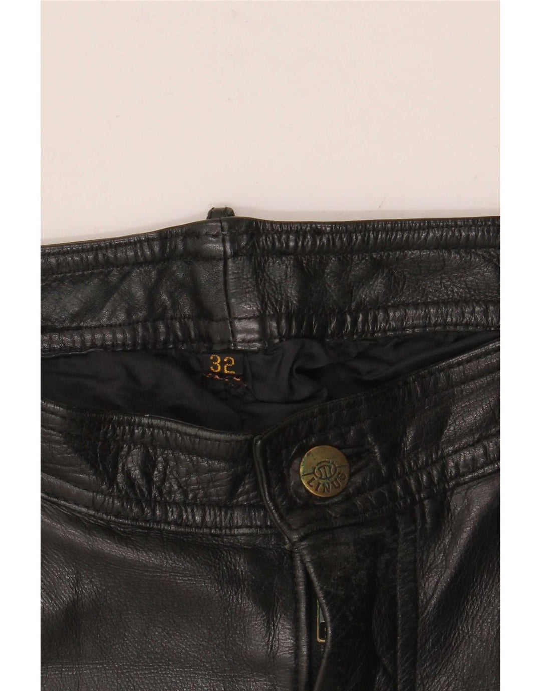Pantalones de motociclista de cuero Linus para hombre W32 L30 Negro