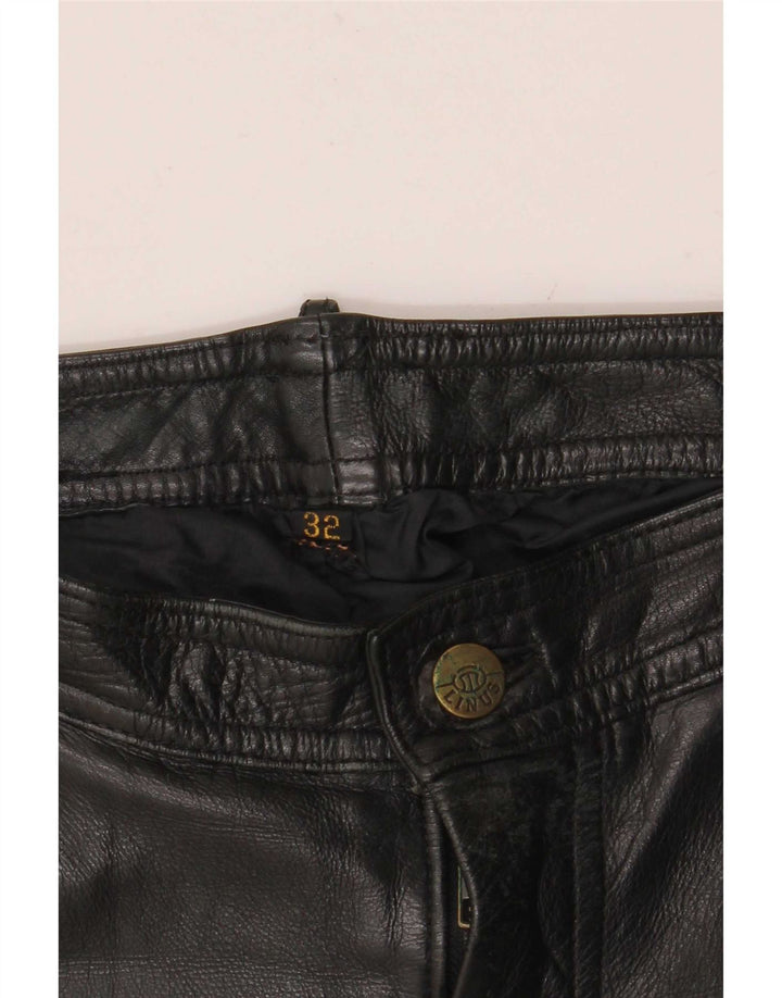 Pantalones de motociclista de cuero Linus para hombre W32 L30 Negro