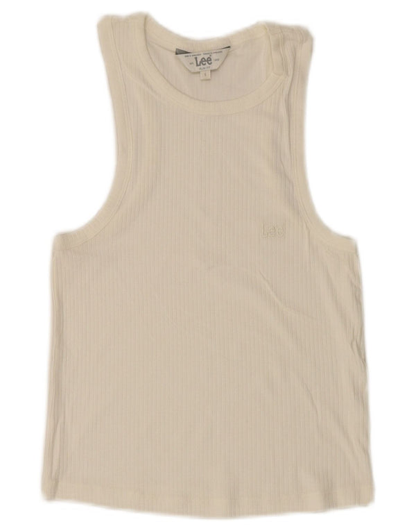 Camiseta sin mangas Lee Crop Slim Fit para mujer UK 8 Small Blanco
