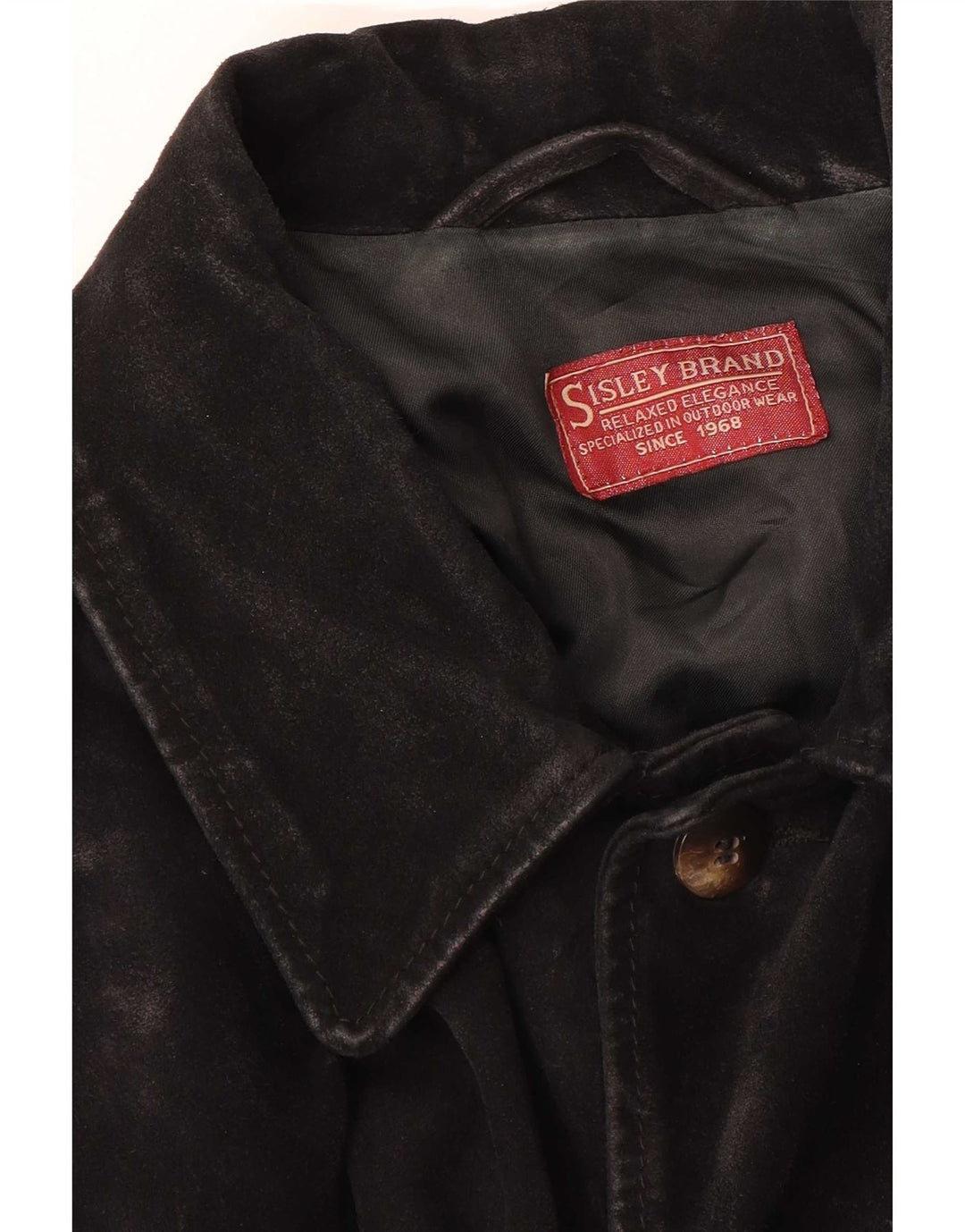 Sisley Chaqueta de ante para hombre UK 38 Medium Black Leather