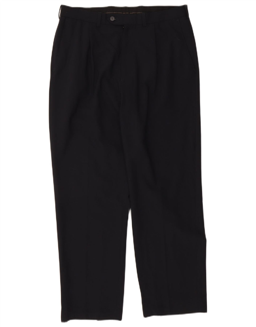Marks & Spencer Pantalón de traje con pinzas para hombre W34 L29 Poliéster azul marino