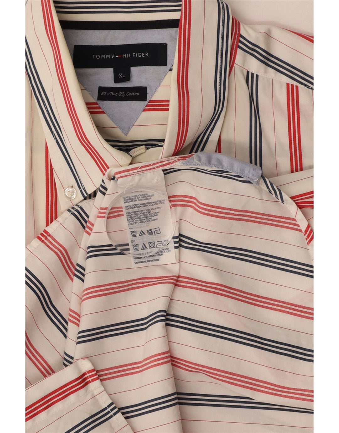 TOMMY HILFIGER Camisa Hombre XL Blanco Rayas