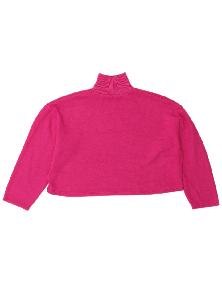 Zara Mujer Crop Oversize Cuello Alto Jersey Jersey UK 10 Small Rosa