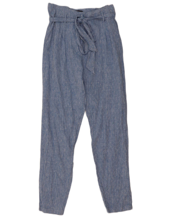 Marks & Spencer Pantalones casuales de cintura alta para mujer UK 8 Small W29 L31 Azul
