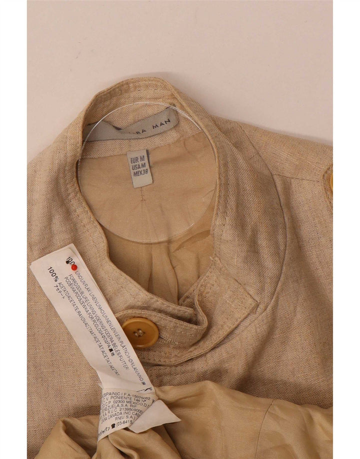Zara Chaqueta Militar Hombre UK 38 Medium Beige Lino