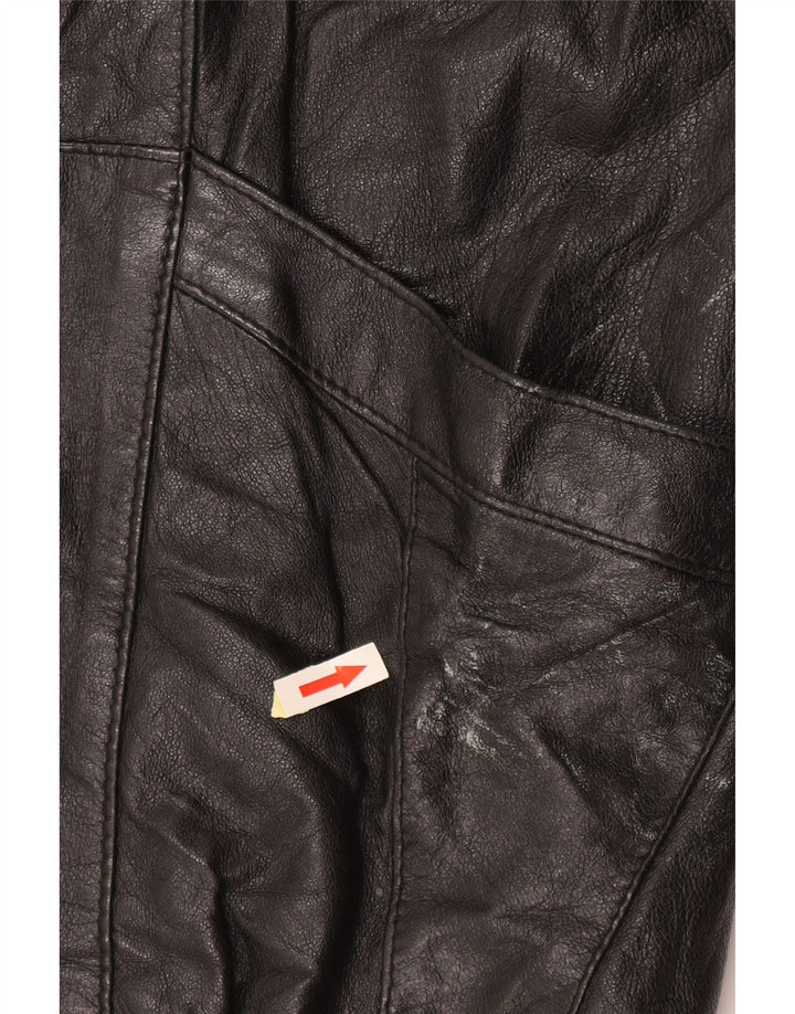 Vintage mujer chaqueta de cuero de gran tamaño EU 50 XL negro