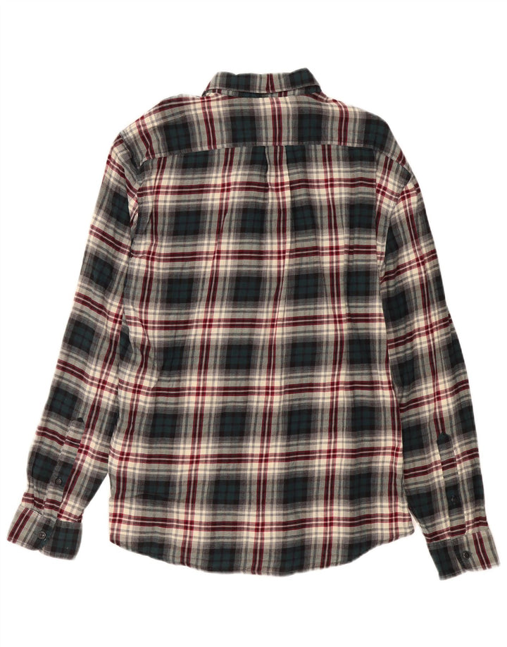 DOCKERS Camisa de franela para hombre de algodón a cuadros verdes grandes