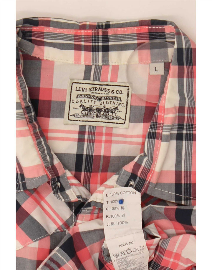 Levi's Camisa de manga corta para hombre con cuadros grandes multicolores de algodón estilo western
