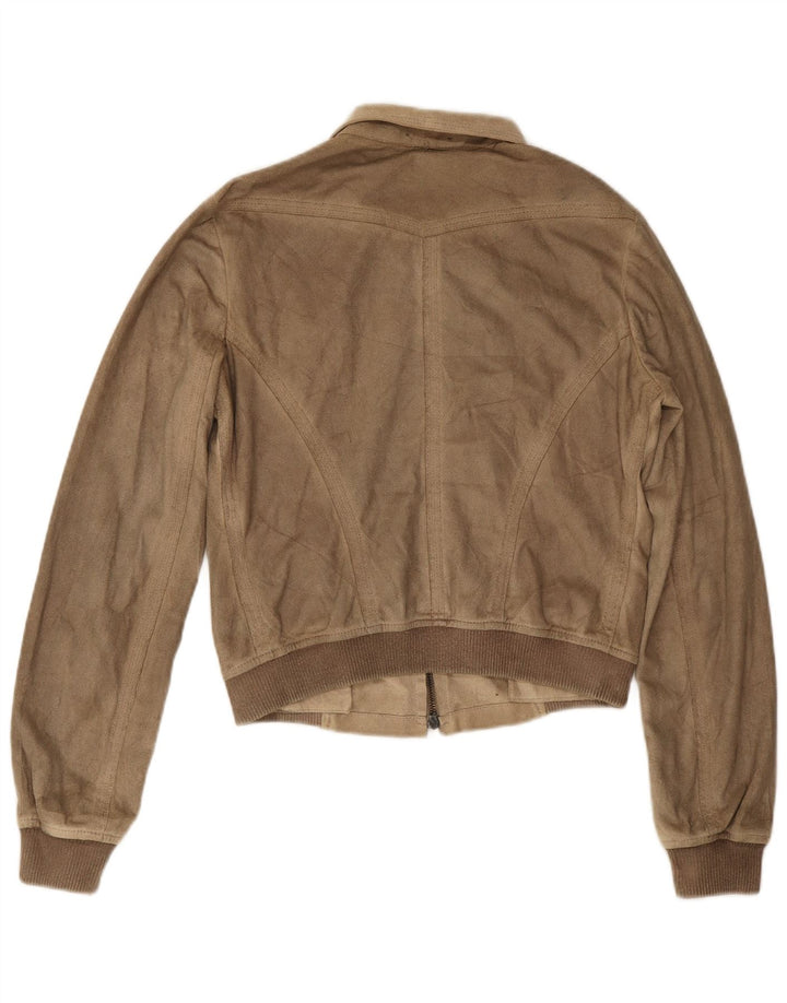 Cazadora Bomber Corta Benetton Mujer IT 44 Poliéster Beige Medio