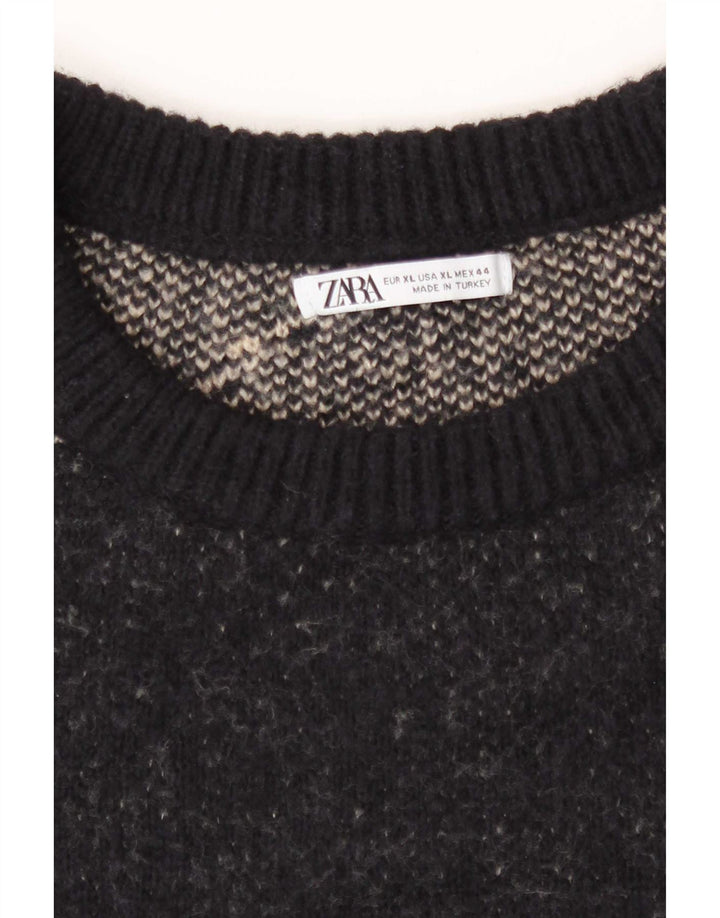 Zara Hombre Jersey Cuello Redondo Jersey XL Negro Rayas