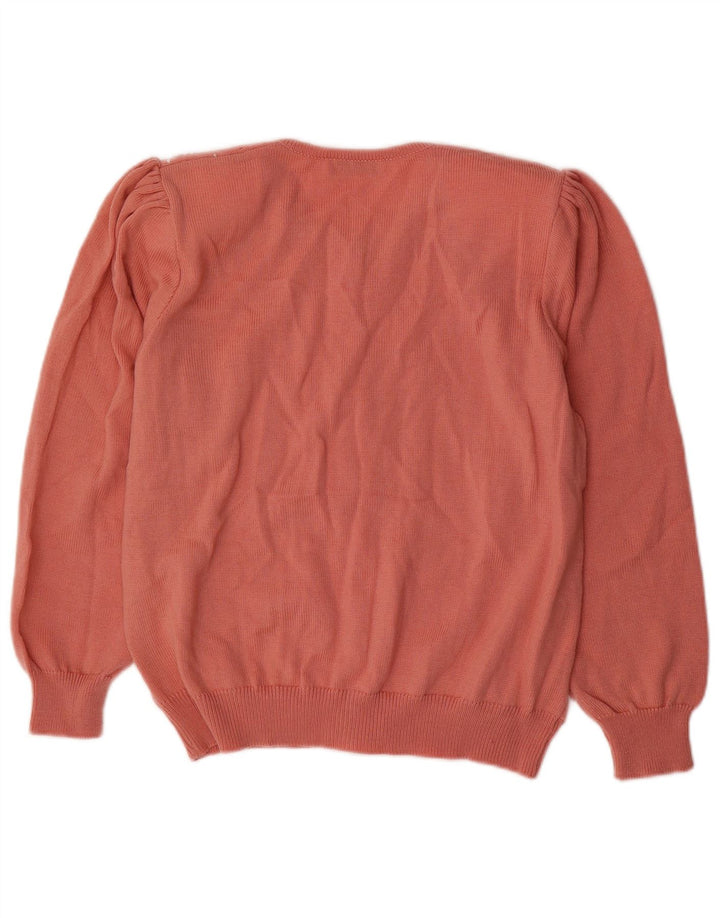 Vintage mujer Cardigan suéter Reino Unido 16 lana rosa grande