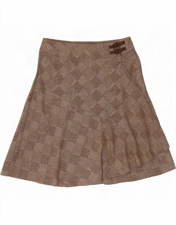 Kaliko Falda cruzada para mujer UK 18 XL W34 Lana geométrica marrón