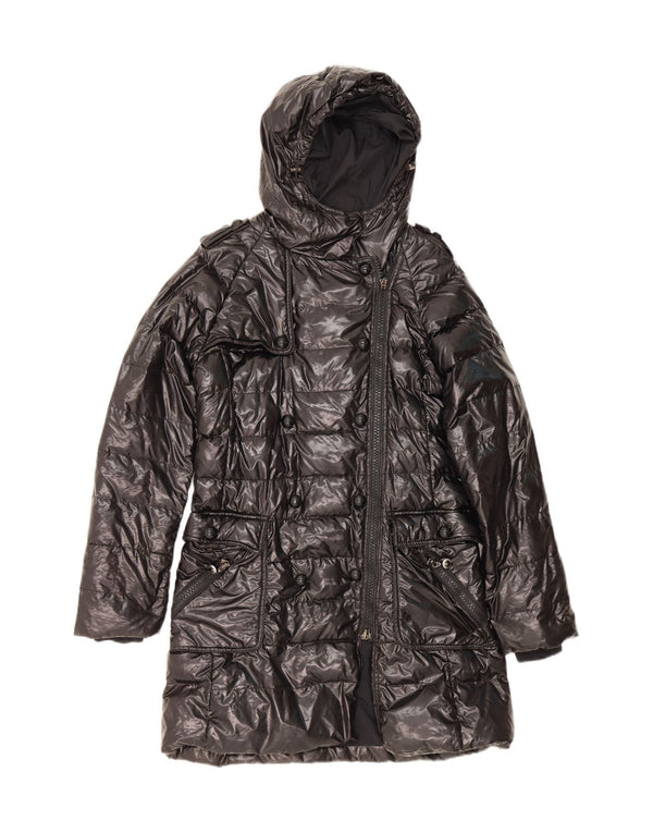 Daniele Alessandrini Abrigo acolchado militar con capucha para mujer IT 46 Large Black
