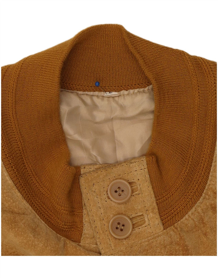 Vintage hombres ante bomber chaqueta Reino Unido 40 cuero marrón grande