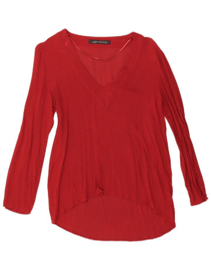 Zara Top Túnica De Manga Larga Para Mujer UK 44 Medium Rojo