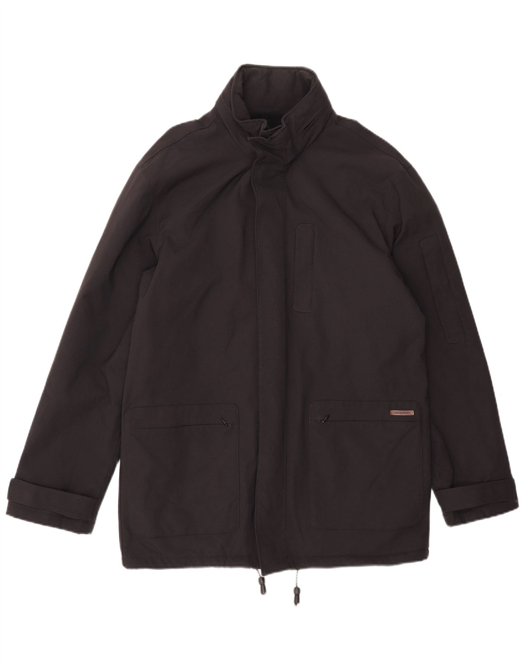 Gianfranco Ferre Chaqueta cortavientos con capucha para hombre UK 38 Medium Black Nylon