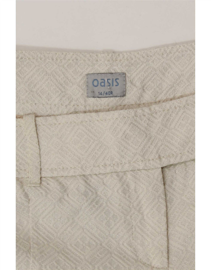 Bermudas Oasis para mujer UK 40 Medium W32 Algodón geométrico blanco