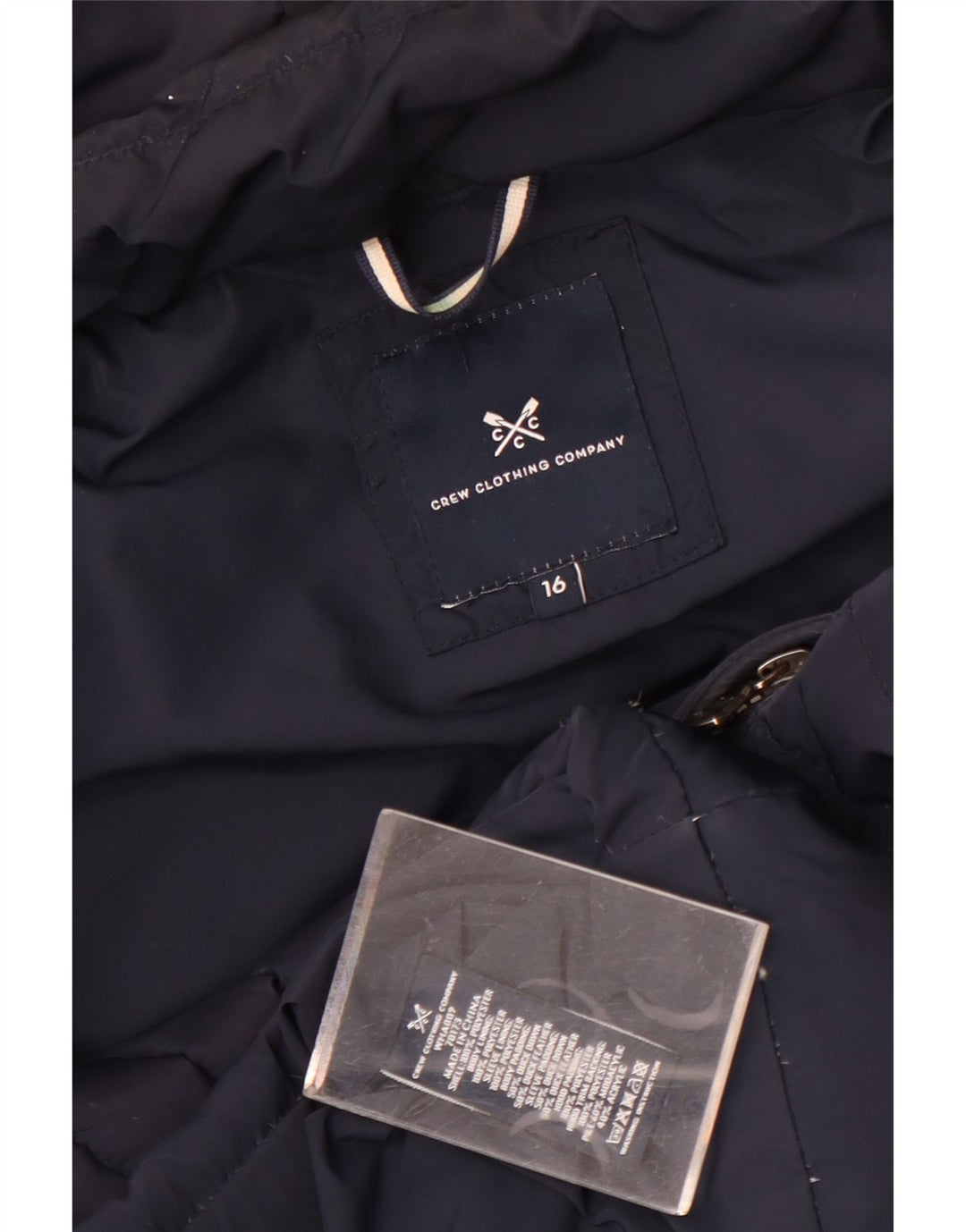Crew Clothing Chaqueta acolchada con capucha para mujer UK 40 Grande Poliéster azul marino
