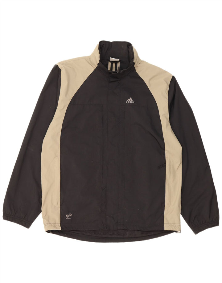 ADIDAS Chaqueta impermeable con capucha para hombre UK 38 Mediano Negro Colorblock Poliéster