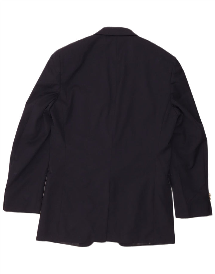 Chaps Chaqueta tipo blazer larga con 2 botones para hombre, talla 38, lana azul marino mediana