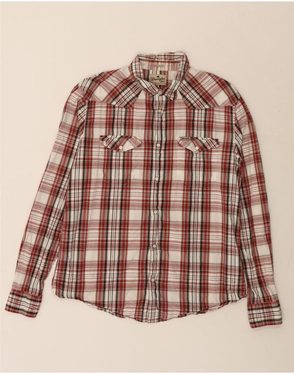 WRANGLER Camisa de corte regular para hombre de algodón a cuadros rojos medianos